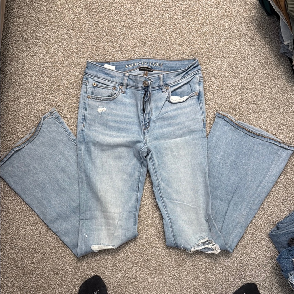 American Eagle Outfitters Blue Flare Wide Leg Jeans